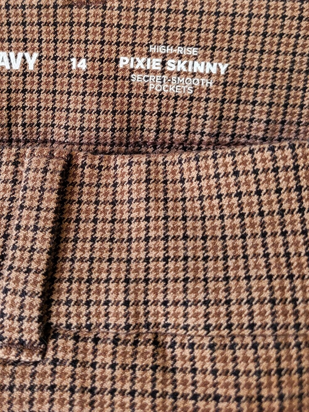 High Rise Pixie Pants - Gold Houndstooth
